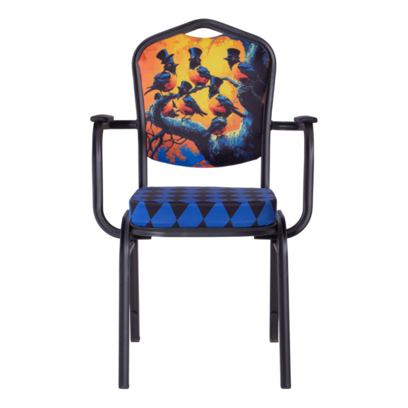 Стул Хит 25 с подлокотниками, каркас черный муар, с принтом Birds - фото 5