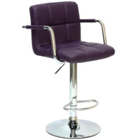 Настоящее фото товара Барный стул Лагер с подлокотниками, фиолетовая кожа, произведённого компанией ChiedoCover