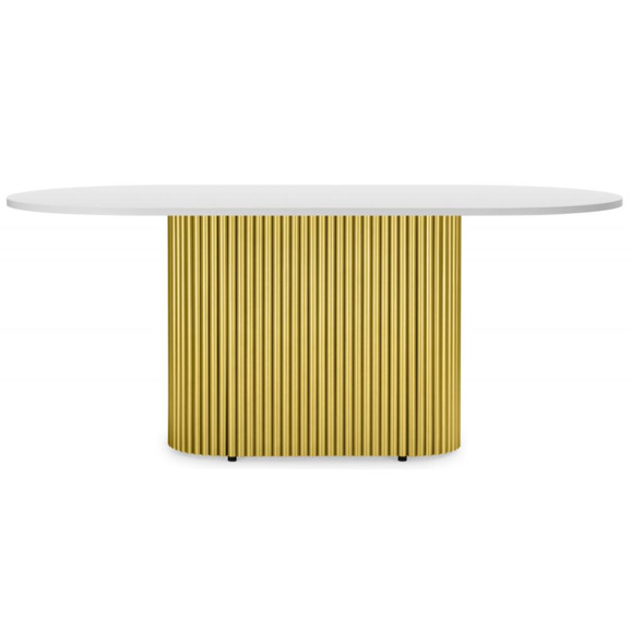 Деревянный стол Барон О 200 х 90 белая пленка шагрень / золотые ноги - фото 8