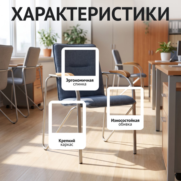 Стул Самба, синяя ткань, каркас - серебро - фото 2