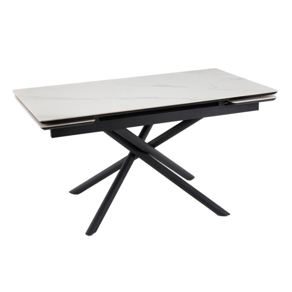 Керамический стол Мэриан 140 (200) х 80 snow alpin white / черный - фото 1