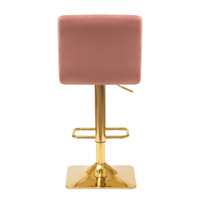Барный стул Арканес, золотая база, велюр розовый