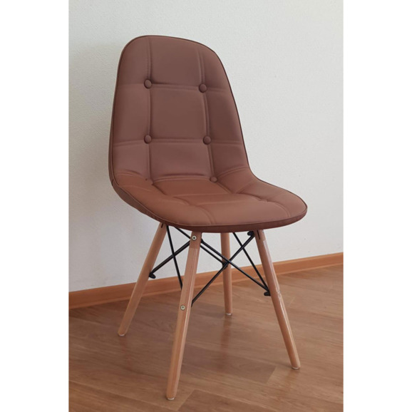 Стул мягкий Eames, экокожа, массив бука, коричневый - фото 2