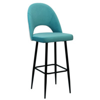 Настоящее фото товара Барный стул Маллин, велюр голубой Curtier ocean/белый Curtier linen, ножки металл, произведённого компанией ChiedoCover