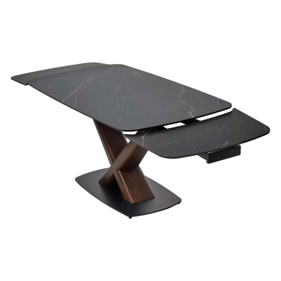 Стол Blanco 160, matt black marble solid ceramic, орех - фото 2