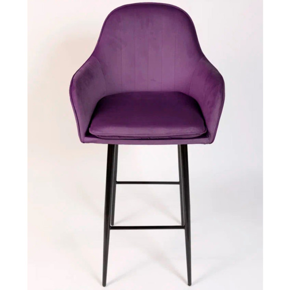 Кресло Сета, барные ножки, фиолетовый, черный, велюр - фото 2