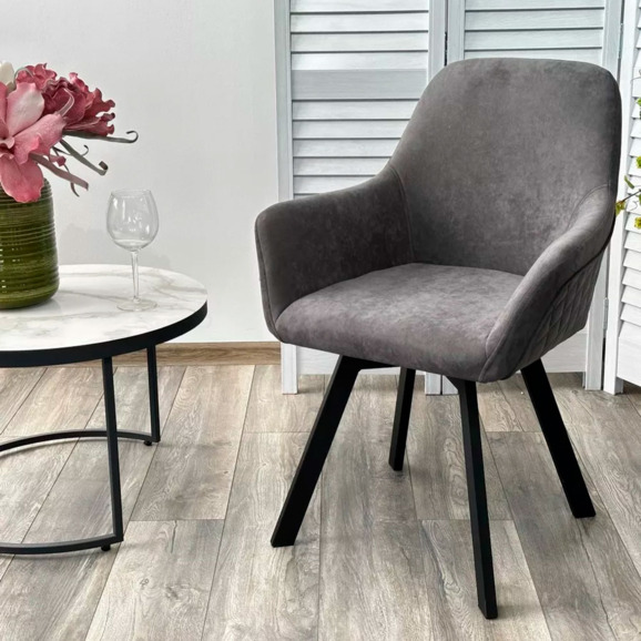 Стул Jet 360 темно-серый велюр, черный - фото 4