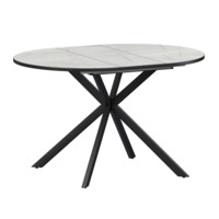 Настоящее фото товара Стол раздвижной Грант 900+300, серый каспий, черный муар, произведённого компанией ChiedoCover