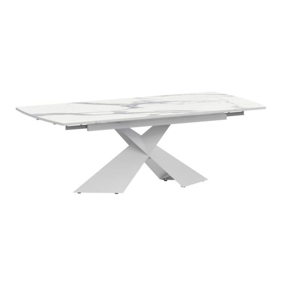 Стол раздвижной Моден 1400х800+300, мрамор белый, белый муар - фото 1