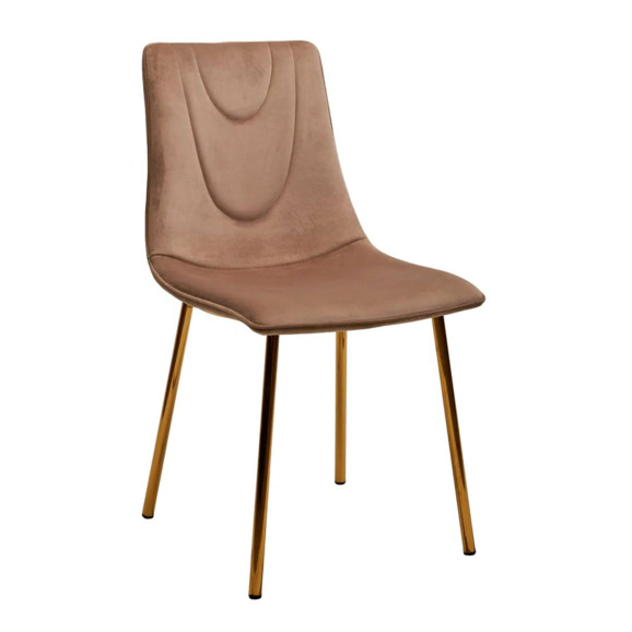 Стул Elli бежевый, велюр, золотой каркас Стул Elli бежевый, велюр, золотой каркас - фото 1