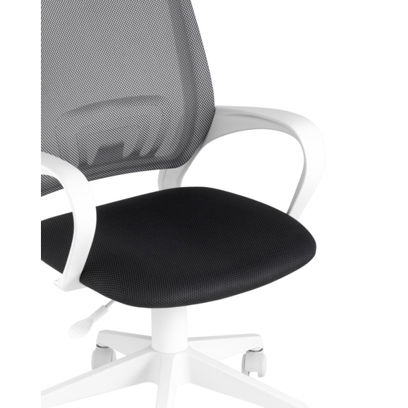 Кресло офисное TopChairs ST-BASIC-W серый, черное сиденье, крестовина пластик белый - фото 2