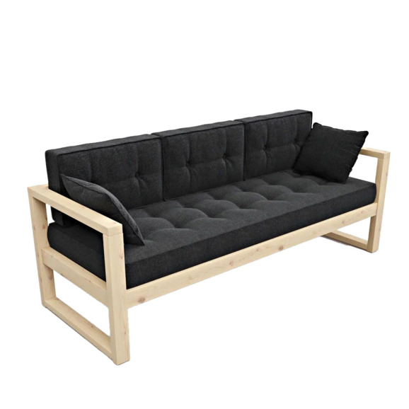 Диван Veene mini текстиль, сосна black - фото 1
