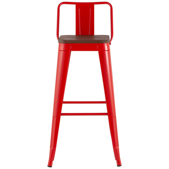 Стул барный TOLIX, со спинкой красный глянцевый, темное дерево KD - фото 2
