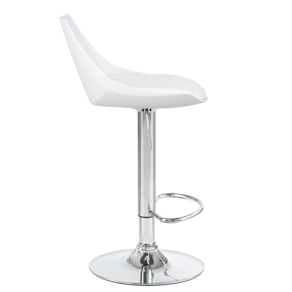 Барный стул АМАЛЬФИ, хром сталь, пластик, кожзам белый - фото 3