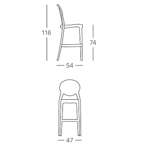 Стул барный прозрачный Igloo, серый Стул барный прозрачный Igloo, серый - фото 2