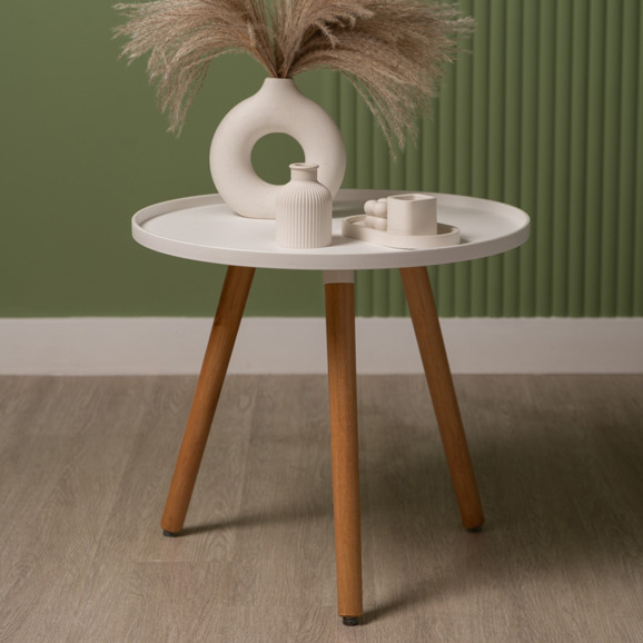 Стол журнальный Alvi, белый, деревянные ножки - фото 2