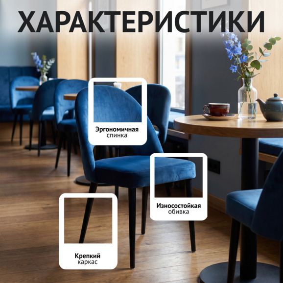 Стул Маллин, велюр Флай 17, ножки металл черные - фото 2