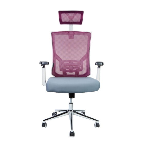 Кресло офисное / Гарда / белый пластик / вишневая сетка / серая сидушка - фото 2