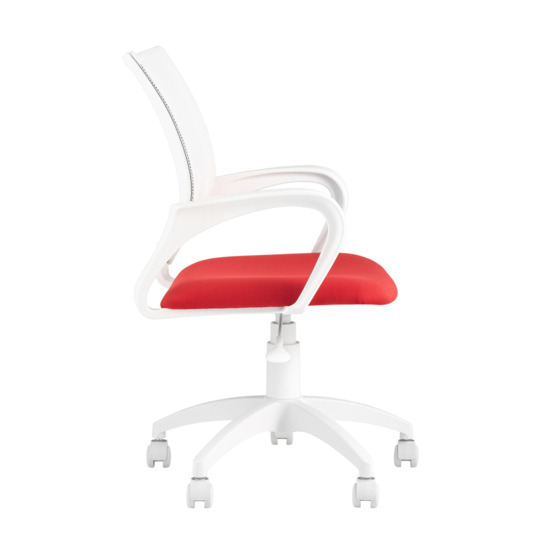 Кресло офисное TopChairs ST-BASIC-W красный, белая спинка - фото 3