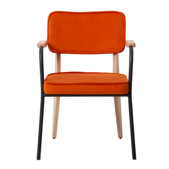 Стул Mix Orange, велюр Velutto 27, ножки бук, морилка светлый орех , каркас RAL 9005 - фото 5