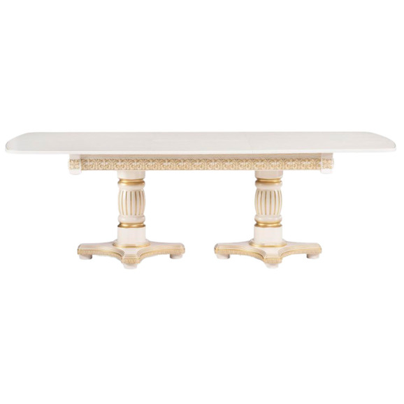 Деревянный стол Морнит 180(240)х100х76 слоновая кость / золото - фото 5