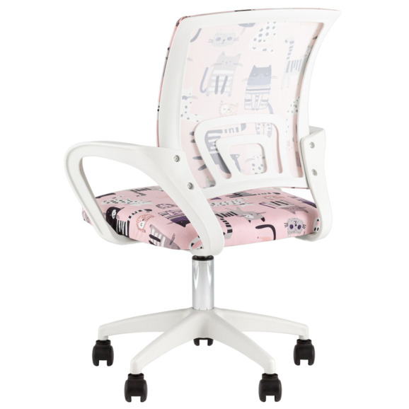 Кресло офисное TopChairs Simple SN Junior принт Pink Cats, белый - фото 5