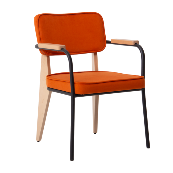 Стул Mix Orange, велюр Velutto 27, ножки бук, морилка светлый орех , каркас RAL 9005 - фото 1