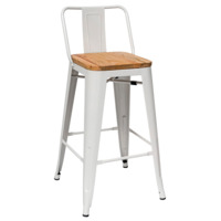 Настоящее фото товара Дизайнерский стул Tolix Wood со спинкой полубарный Белый, произведённого компанией ChiedoCover