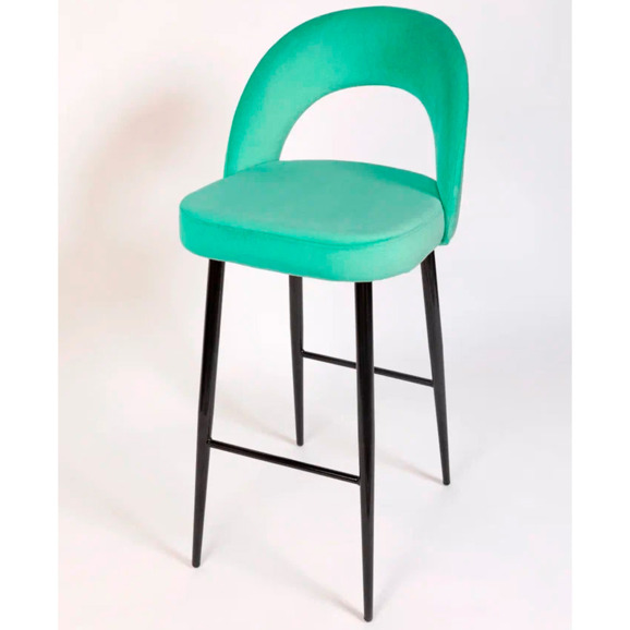 Стул Пиннате, барный, светло-мятный, черный, велюр - фото 4