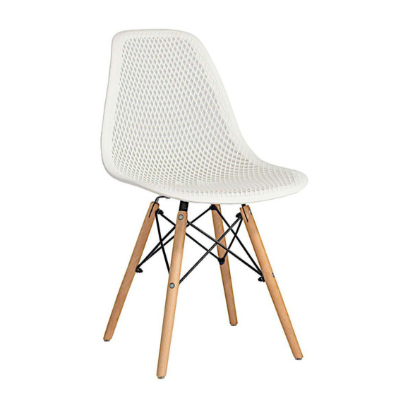 Стул пластиковый перфорированный Eames, бук, белый - фото 1