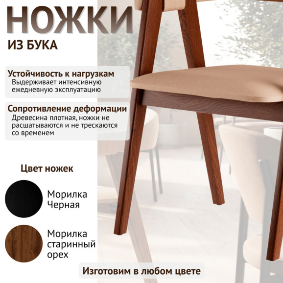 Полукресло Дольче, велюр Фурла 230, ножки бук, морилка старинный орех - фото 4