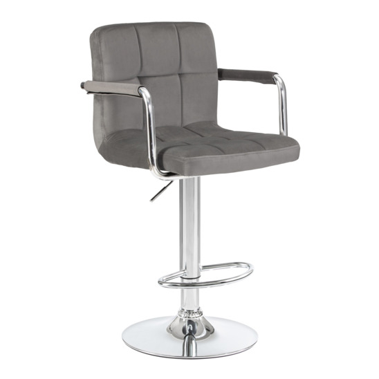 Барный стул Фолкрик, серый велюр - фото 1