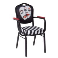 Настоящее фото товара Стул Хит 25 с подлокотниками, каркас черный муар, с принтом Faces, произведённого компанией ChiedoCover
