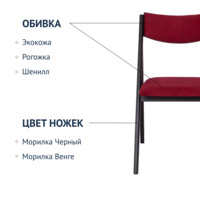 Фотография товара Стул раскладной Clack с мягкой спинкой, велюр Velutto 38, ножки бук морилка черная от компании ChiedoCover.