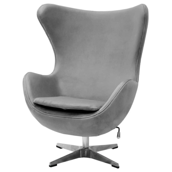 Кресло Egg Style Chair серый, искусственная замша - фото 3