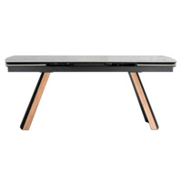 Фотография товара Керамический стол Симмонс 180(260)x90 statuario titan gloss / черный / орех дуб монтана от компании ChiedoCover.