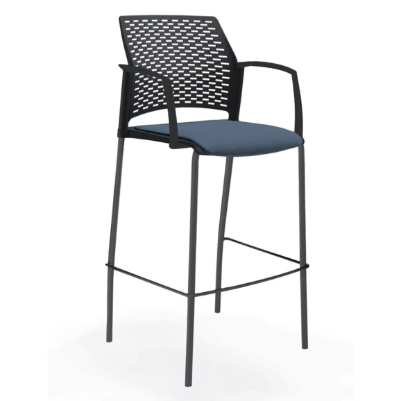 Стул Ревайнд барный с мягким сиденьем и закрытыми подлокотниками, черный - фото 1