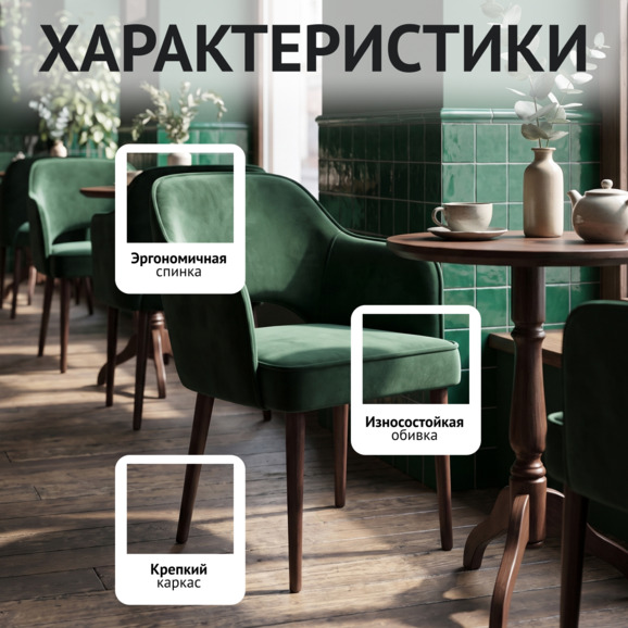 Стул Роза, велюр Bella 37, ножки бук морилка светлый орех - фото 2