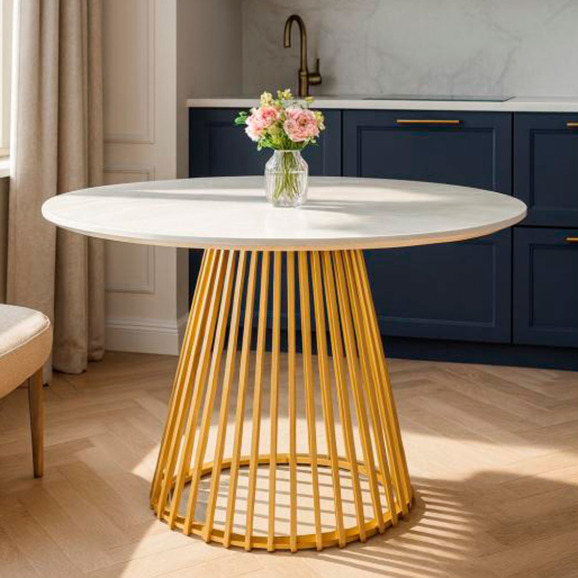 Керамический стол Нэнси 110 onyx bianco soft satin / золото - фото 6