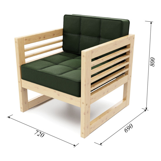 Кресло Вега сосна, зеленое - фото 4
