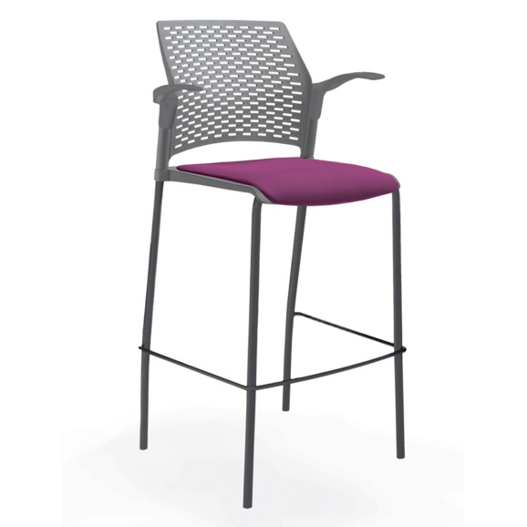 Стул Ревайнд барный с мягким сиденьем и подлокотниками, серый, черный - фото 5