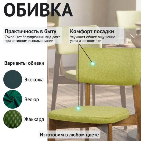 Стул Топас, Рогожка Монреал 72 горчичный, светлый орех Стул Топас, Рогожка Монреал 72 горчичный, светлый орех - фото 3