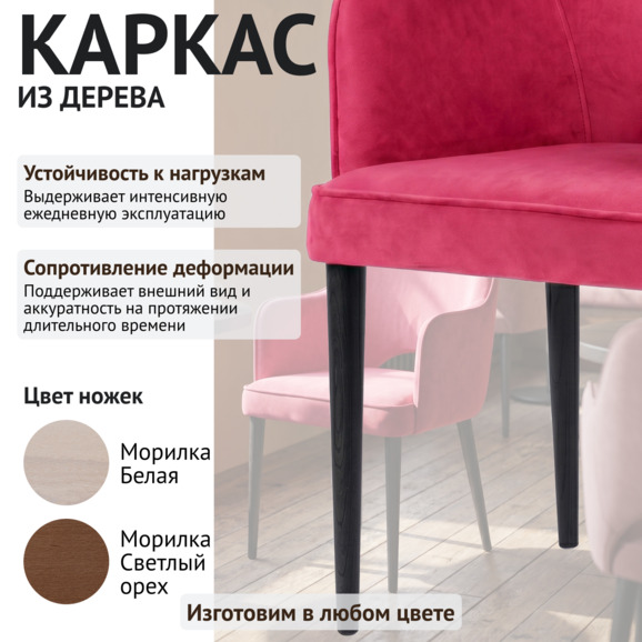 Стул Роза, велюр Велютто люкс 38, ножки бук морилка черная - фото 4