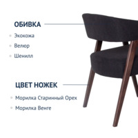 Фотография товара Стул Ricco, рогожка Austin 21 Black, ножки бук морилка венге от компании ChiedoCover.