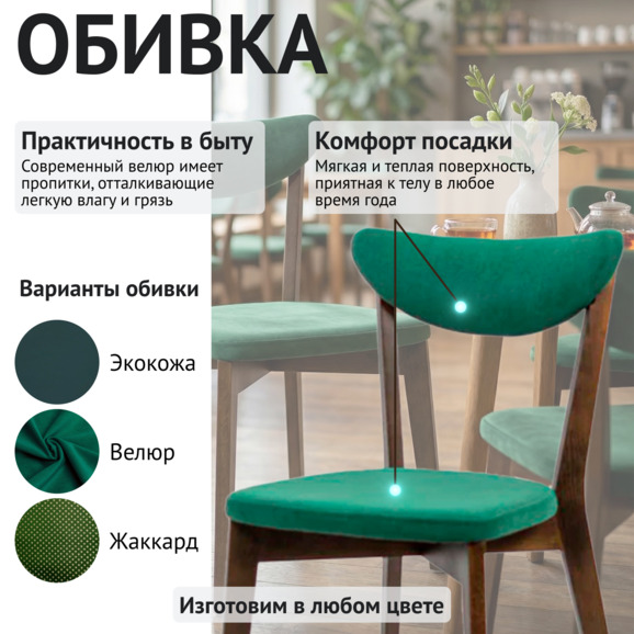 Стул Руби, велюр зеленый - фото 3