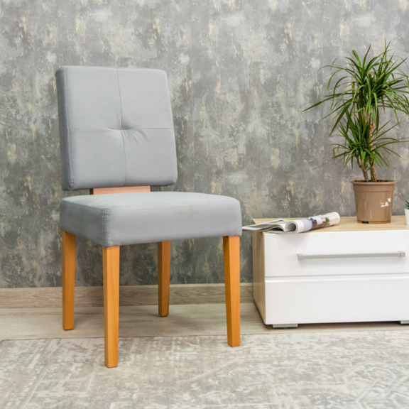 Фотография в интерьере товара Стул Амьен, велюр серо-голубой, ножки лак от компании ChiedoCover.