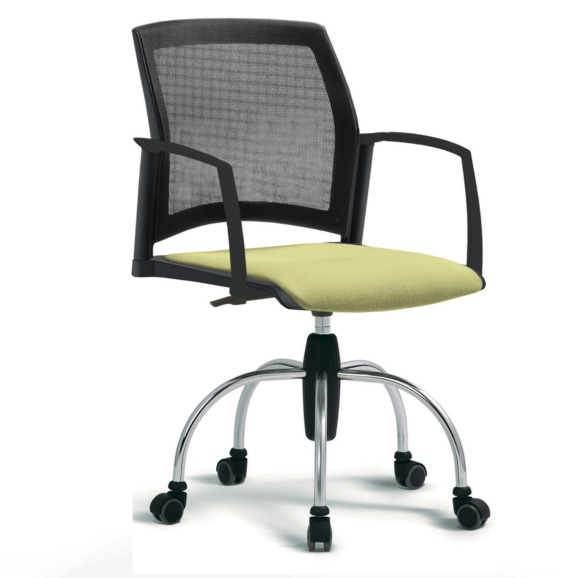 Кресло Wind со спинкой-сеткой и мягким сиденьем, с закрытыми подлокотниками, паук, черный, хром Кресло Wind со спинкой-сеткой и мягким сиденьем, с закрытыми подлокотниками, паук, черный, хром - фото 3