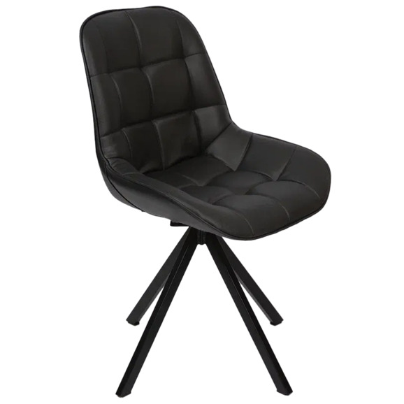 Стул Мускус, пирамида, кожа, черный, черный - фото 1