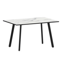 Настоящее фото товара Стол нераздвижной Рольф, мрамор белый, черный муар, произведённого компанией ChiedoCover