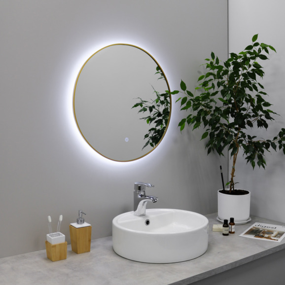 Зеркало Fixsen led с подсветкой круглое, 800 х 800, золото - сатин - фото 1